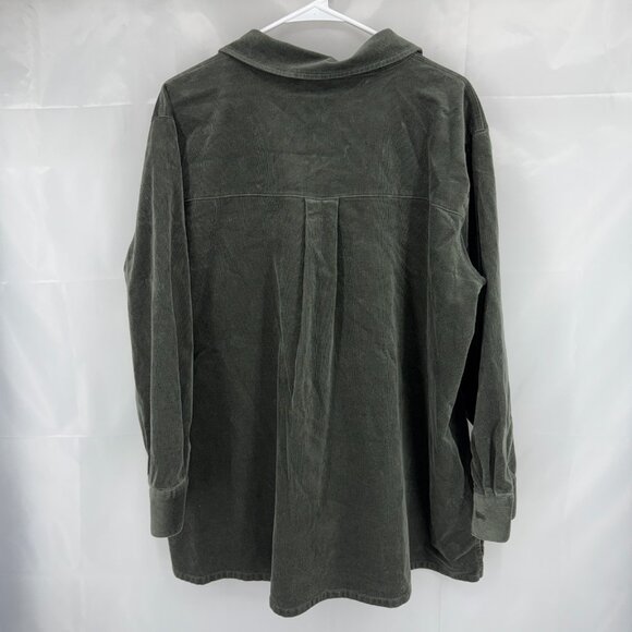 Eileen Fisher Women 1X Corduroy Shirt Jacket Green Soft Long Sleeve Ribbed Top - Picture 3 of 8